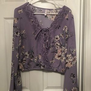 Floral tie-front top